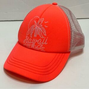 Billabong Neon Orange White Hawaii Palm Tree Trucker Baseball Hat
